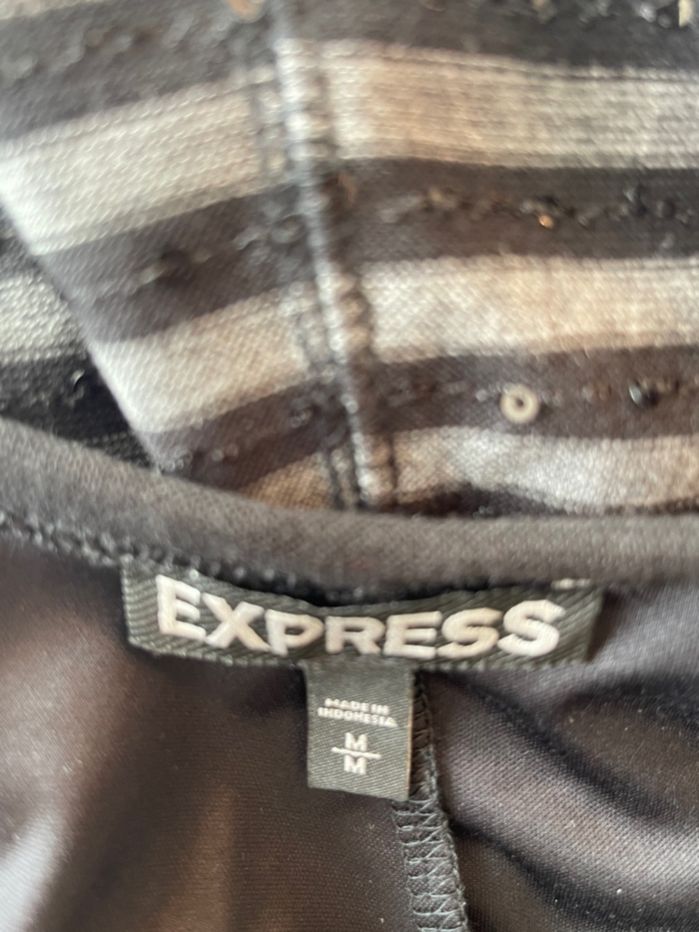EXPRESS BLACK & GRAY SEQUIN STRIPE DRESS - Picture 10 of 11